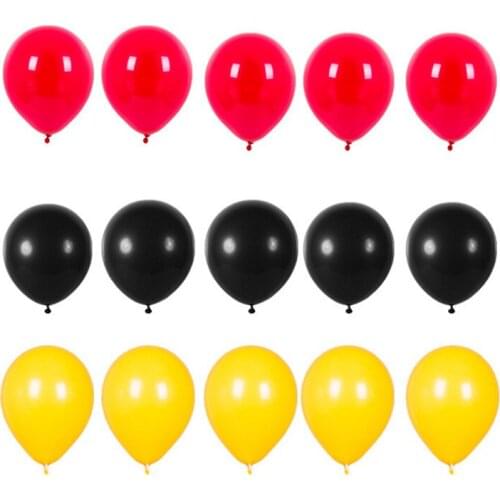 15pcs/lot 10" Latex Balloon Theme Party Decoration Black Yellow and Red Balloon Baby Shower 1st Birthday Decoration Supplies