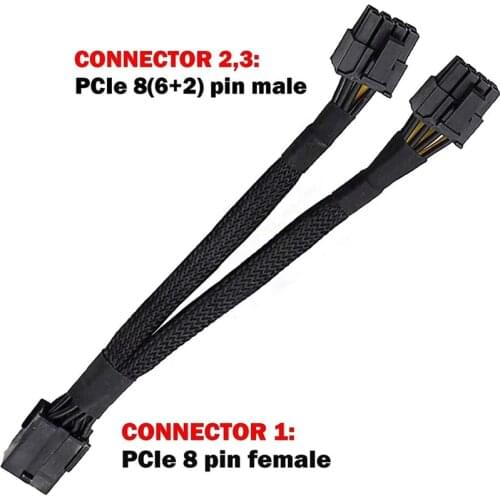 20cm GPU PCIE 8 Pin Female To Dual 2X 8 (6+2) Pin Male PCI Express Power Adapter Braided Y-splitter Extension Cable HOT