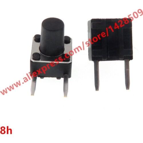 200PCS/LOT 6X6mmX8mm Black Mini Push Button Momentary Tact Button Switch Copper Side Two Pin DIP