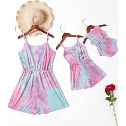 2021 New Summer Parent-Child Wear Mother-Daughter Parent-Child Wear Flower Print Dress Long Skirt Family Matching Clothes 0-6Y