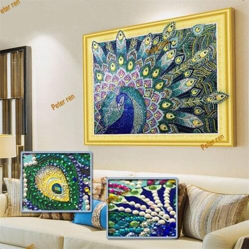 Diamond painting special-shaped manufacturers supply peacock animal full diamond stone cross stitch 5d Diamond mosaic embroidery