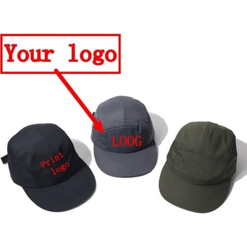 New Print Logo Picture Quick Dry Outdoor Five slices Baseball Cap Anti-UV Solid Color Adjustable Custom Logo Dad Hat Snapback