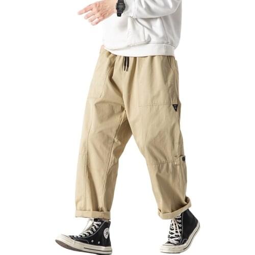 Spring Mens High Waist Khaki Cargo Pants 2021Fashion Men Casual Solid Color Harem Pants Male Harajuku Joggers Trousers M-5XL