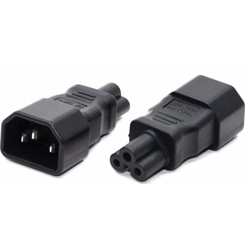 Black Copper 10A 250V Standart IEC320 C14 male to C5 female UPS PDU APC laptop power adaptor plug convert socket