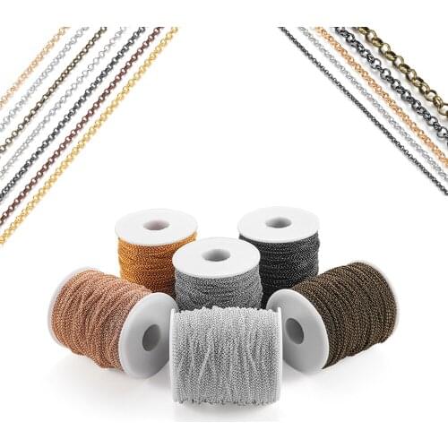 2/5m/lot 2-5.8mm Metal Gold Plated Long Rolo Chain Necklace Chains For DIY Bracelet Jewelry Making Findings Handmade Accessories