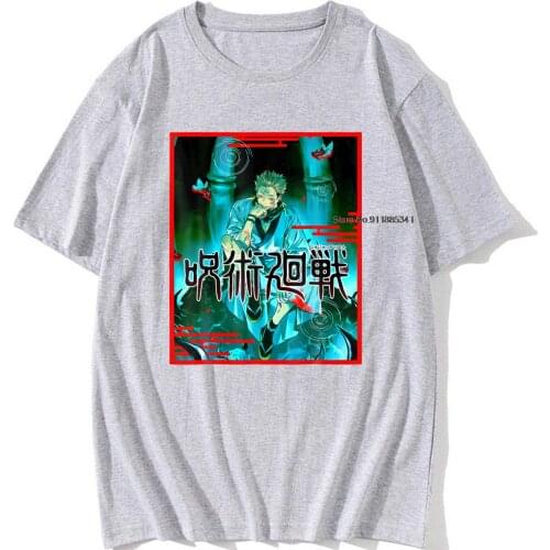 Mens Japan Anime Cool Jujutsu Kaisen T Shirt Funny Cotton Vintage Hot T-Shirt Harajuku Loose Tshirt Street INS Fashion Tees