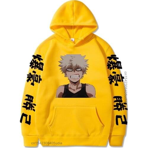 Aesthetic Harajuku My Hero Academia Unisex Hoodies Japanese Anime Bakugou Katsuki Printed Streetwear Casual Sweatshirts