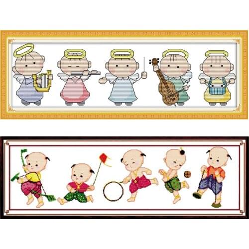 Joy Sunday Stamped Cross Stitch Kits Angel Band Patterns 14CT 11CT Counted Print Craft Decor Handmade Embroidery Needlework Sets