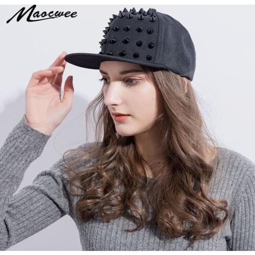 Unisex Baseball Hat Cap Summer Mens Hats Caps Casual Black Hat Solid Spring Autumn Rivet Adjustable Snapback Caps Bones Gorras