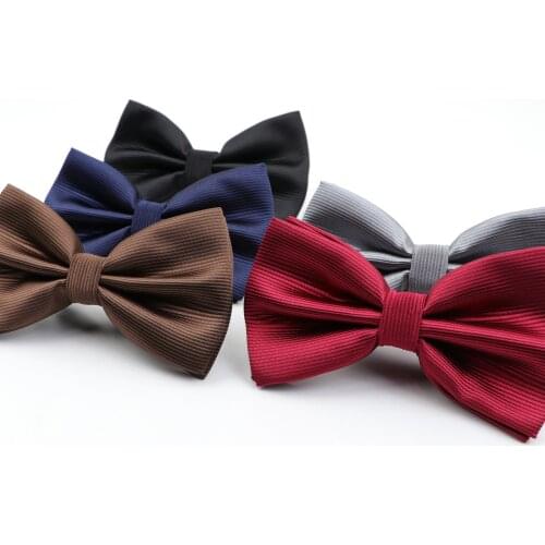 Classical Solid Fashion Bowties Double Fold Men Colourful Striped Cravat Grid Male Marriage Butterfly Wedding Bow Ties