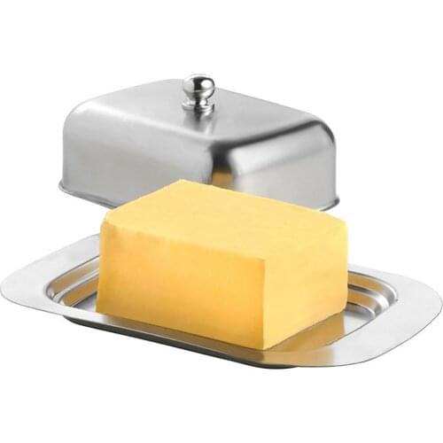 Butter Dish Box Container Cheese Bread Storage Butter Tray With Seethrough Lid Stainless Steel Butter Cheese Dish Box Bread Cake