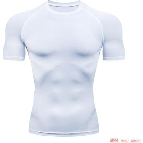 Short T-shirt Mens Gym T-shirt Quick-drying Workout Tights Top Sports MMA Tactical Shirt Compression shirt Men Jogging suit