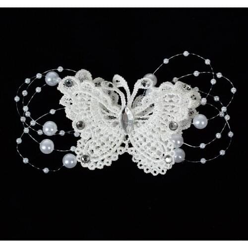 Lace Crystal Bead Bridal Jewelry Wedding Handmade Pearl Butterfly Hair Clip Pin Party & Holiday DIY Decorations