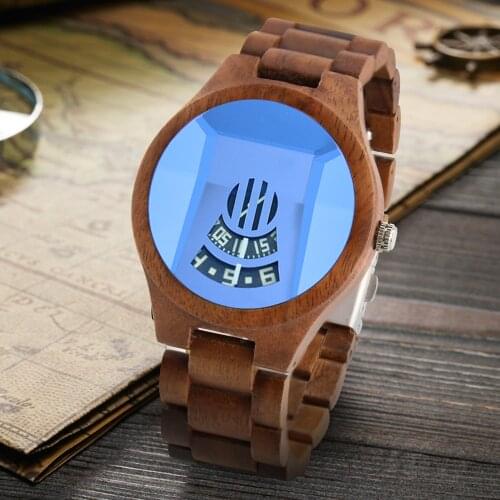 Multifunction Wooden Watches Mens Creative Wristwatch Quartz Watch Ebony Maple Red Sandalwood Clock Full Wood Strap Male Reloj