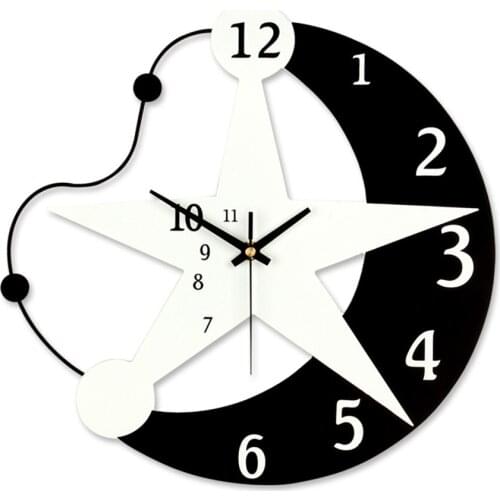 Cartoon Wall Clock Modern Design Large Kids Silent Living Room Saati Wooden Wall Watch Klok Home Decoration Accessories 5K600