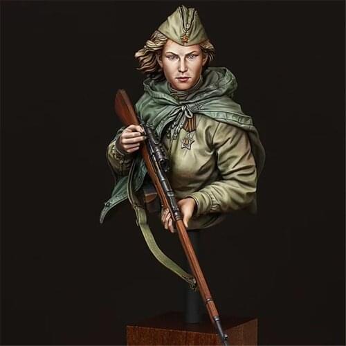 1/10 Resin Kit Bust Female Sniper Of WWII Assembly Models Figure Resin Kit Colorless Model Kits Self-Assembled Toys X323