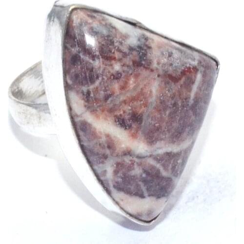 Genuine Coconut Jasper Ring Silver Overlay over Copper, USA Size : 8 , R7529