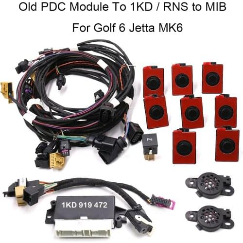 For Golf 6 Jetta MK6 Upgrade Old PDC Module To 1KD / RNS to MIB Park Pilot Front and Rear 8 Sensor 8K PDC OPS