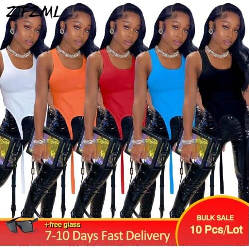 Wholesale Bulk Items Lots Womens Tank Top Street Style Sexy O-neck Sleeveless Irregular Hem T-shirt Summer Basic Slim Tees