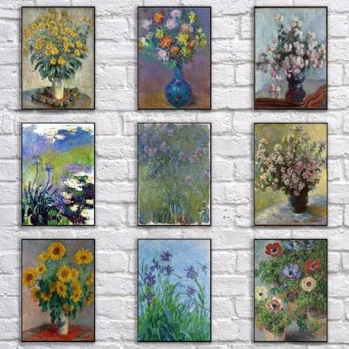 Claude Monet Impressionist Bouquet of Sunflowers Posters Prints Canvas Oil Painting Wall Art Pictures for Living Room Cuadros
