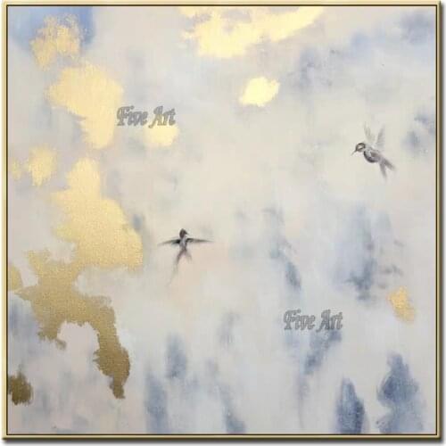 Simple Design Abstract Gold Foil Canvas Art 100% Hand-painted Modern Oil Painting Home Living Room Decoration Pieces Wall Art