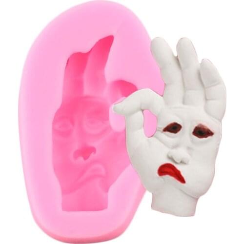 Hand Halloween Silicone Mold DIY Party Cupcake Topper Fondant Cake Decorating Tools Candy Clay Molds Chocolate Gumpaste Moulds