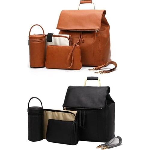 High Quality PU Leather Fashion Mummy Maternity Diaper Nursing Bag Travel Backpack Designer Stroller Baby Care Nappy Backpack