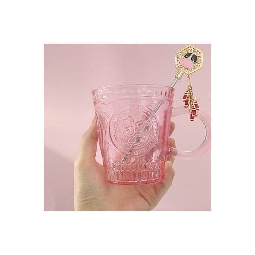 Star Bar Year of the Ox Retro Glass Cup 280ml Embossed Red Bull Bull Firecracker Stirring Stick