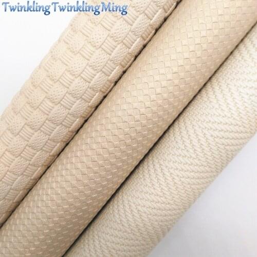 Beige Weaving Faux Fabirc, Faux Leather Fabric, Synthetic Leather Fabric Sheets For Bow A4 8"x11"Twinkling Ming XM513