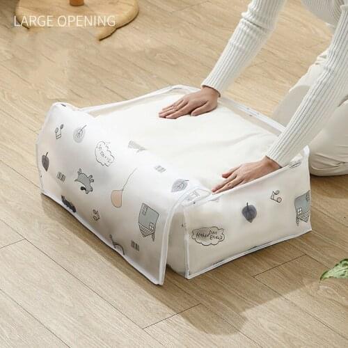 Thicken Foldable PEVA Storage Bags Folding Organizer Bag for Clothes Quilt Blanket Pillow Luggage Breathable Closet Organizer