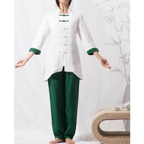 High-grade cotton&linen Summer yoga suits kung fu tai chi wushu uniforms meditation lay clothing martial arts wushu clothes