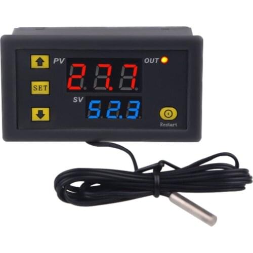 W3230 12V 24V AC110-220V Probe line 20A Digital Temperature Control LED Display Thermostat With Heat/Cooling Control Instrument