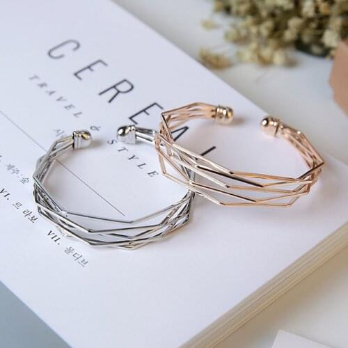 YADA Gifts Fashion Geometry Open Cuff Bracelets&Bangles For Women Stainless Steel Bracelets Crystal Jewelry Bracelet BT200354