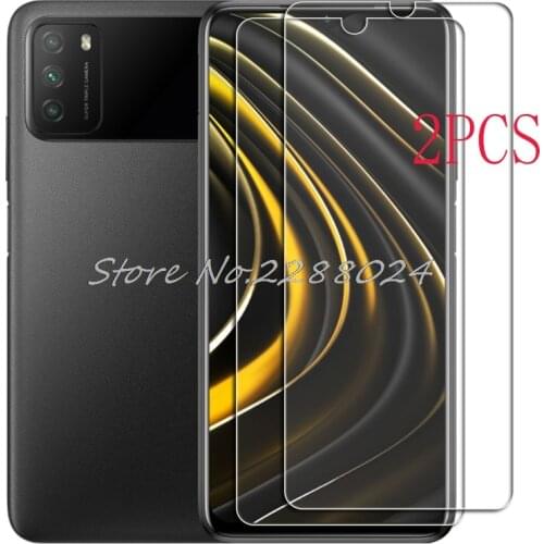 2PCS FOR Xiaomi Poco M3 High Tempered Glass Protective On PocoM3 M2010J19CG Screen Protector Film Cover