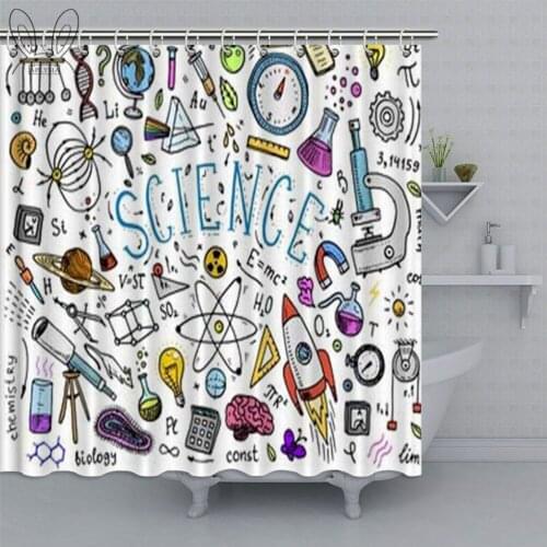 Geometric Math Chemistry Formula Print Shower Curtain Waterproof Polyester Fabric Bathroom Shower Curtain Home Decor Shower Sets