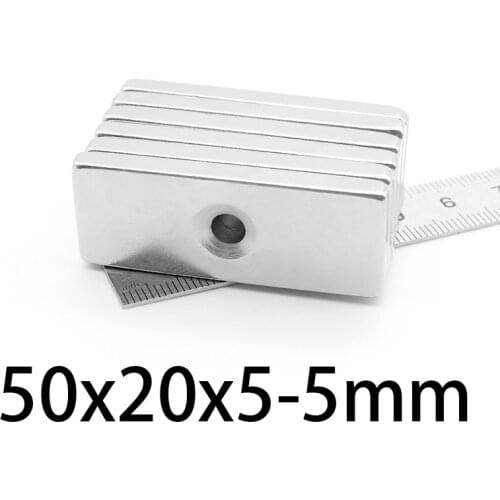 1-15PCS 50x20x5-5mm Strong Block Magnetic magnet with holes 5mm Neodymium Magnet sheet 50*20*5-5mm Permanent Magnet 50*20*5-5mm