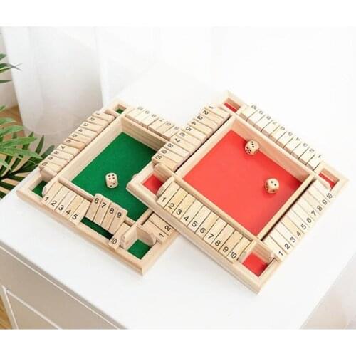 1 Set Wooden Traditional Four Sided 10 Number Pub Bar Board Dice Party Funny Game Toys Four-sided Flop Wooden Number Game Toy
