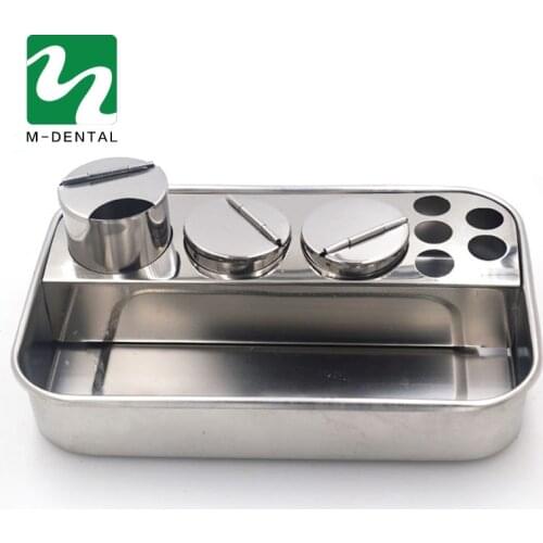 1 Set Dental Stainless Steel Dental Instruments Storage Box Lab Instrument Dental Tray With 3 Bottles