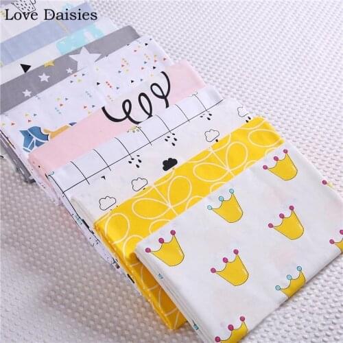 100% Cotton Width235cm Nordic Wind Crown Cactus Stars Cloud Check Tree Twill Fabric for DIY Bedding Apparel Dress Curtain Pillow