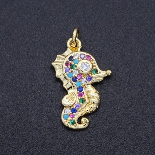 18x12mm 100% CZ Zircon DIY Jewelry Sea Horse Charm Pendant Wholesale Jewellery Accessories Fashion Jewellery Pendants