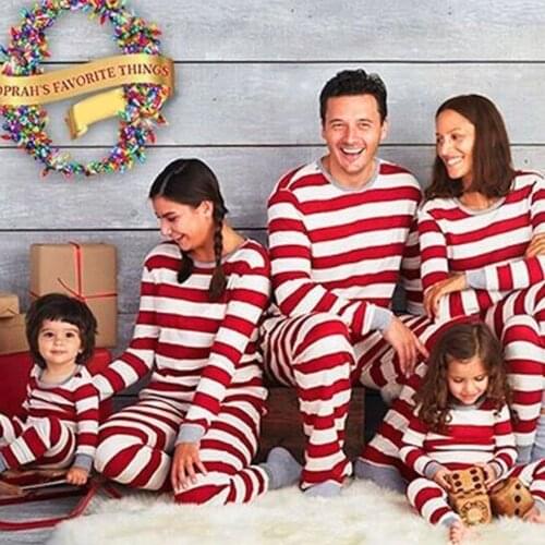 2020 Best Christmas Family Pajamas 2-Piece Set Christmas Family Matching Pajamas Set Stripe Sleepwear Best Sale-WT