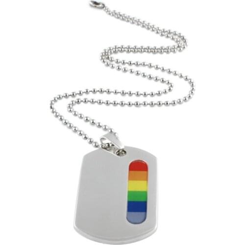 2021 LGBT Fashion Rainbow Stainless Steel Material Accessories Dog Tag Simple Style Pendant Necklace Suitable For Couples