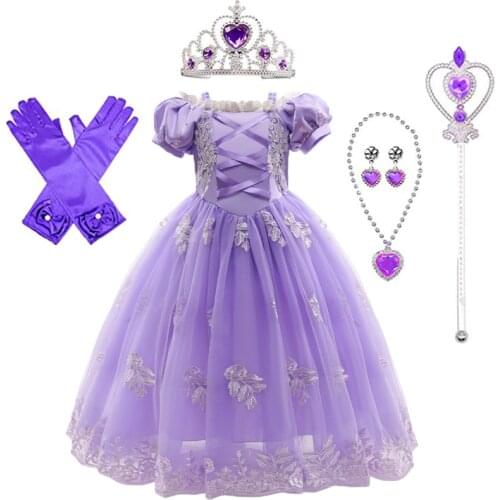 2021 New Fashion Princess Dress Girl Costume Set Party Cosplay Wedding Dress Kids Birthday Gift Dress For Girls 3-10 Year Old