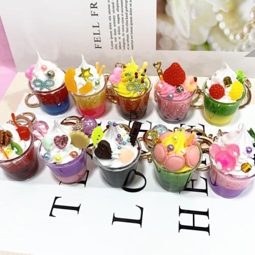 2021 New Female/Male Fashion Key Ring Imitation Handmade Cake Ice Cream Key Chain Keychains Alloy Charm Gift