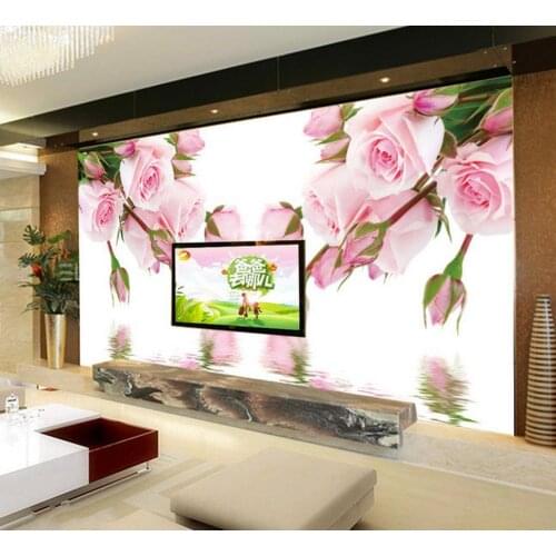 3d wallpaper for room Reflection in the water rose wallpaper murals TV backdrop mural 3d wallpaper