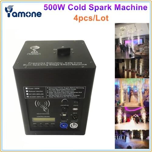 4pcs/Lot Portable Non-flammable Safe DMX Electric 500w Cold Spark Fireworks Fountain Wedding Firework Machine