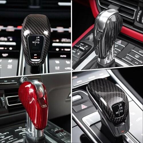 Accessories For Porsche Macan 911 Cayman Boxster 718 Panamera Cayenne Carbon Fiber Car Console Gearshift Handle Head Frame Cover