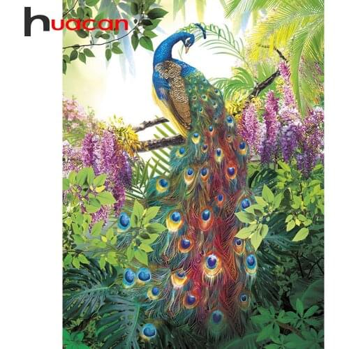 Huacan 5D Diamond Painting Complete Kit Peacock Diamond Mosaic Embroidery Animals Creative Hobbies Decoration For Home