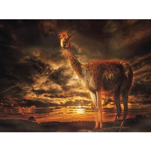 5D DIY Diamond Embroidery Sunrise landscape alpaca Diamond Painting Cross Stitch Square Round Drill Mosaic Decoration