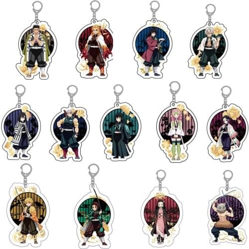 Anime Demon Slayer Nezuko Tanjirou Hashiras Rengoku Kyoujurou Zenitsu Inosuke Mitsuri Tengen Sanemi Acrylic figure keychain